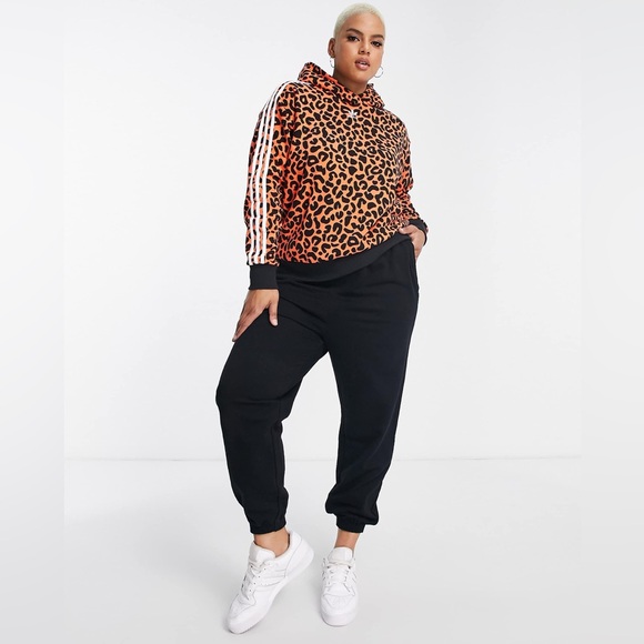 adidas Originals x Rich Mnisi Plus all over leopard print hoodie in orange 1X - Picture 3 of 10